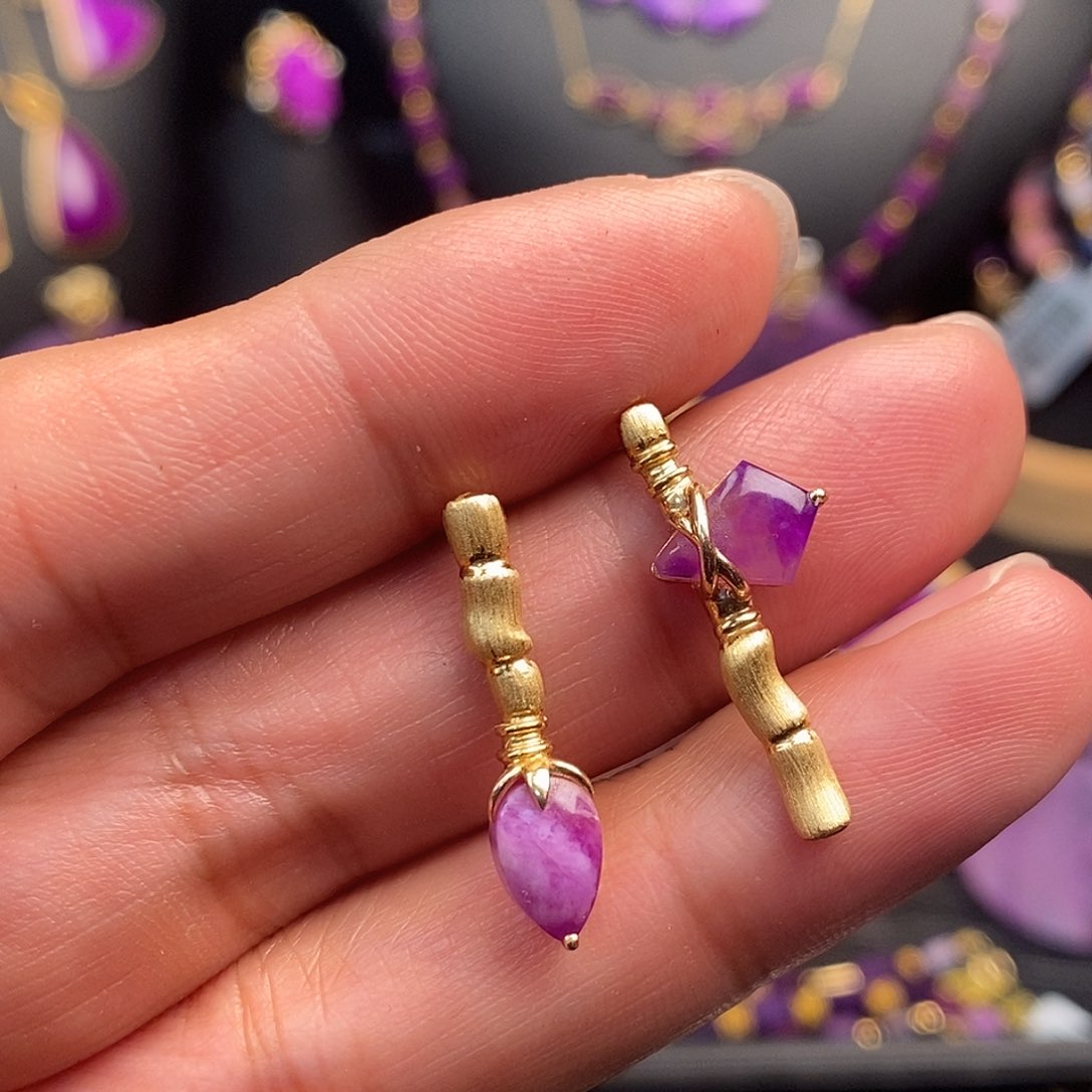 苏纪石（舒俱来）耳饰18K金镶嵌