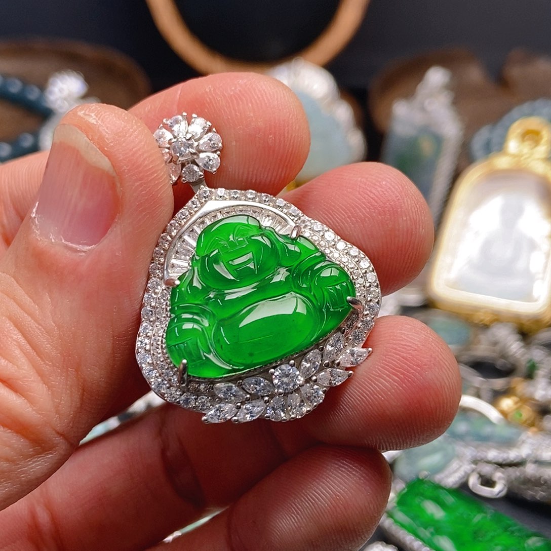 翡翠吊坠(不含链)银S925镶嵌713吊坠