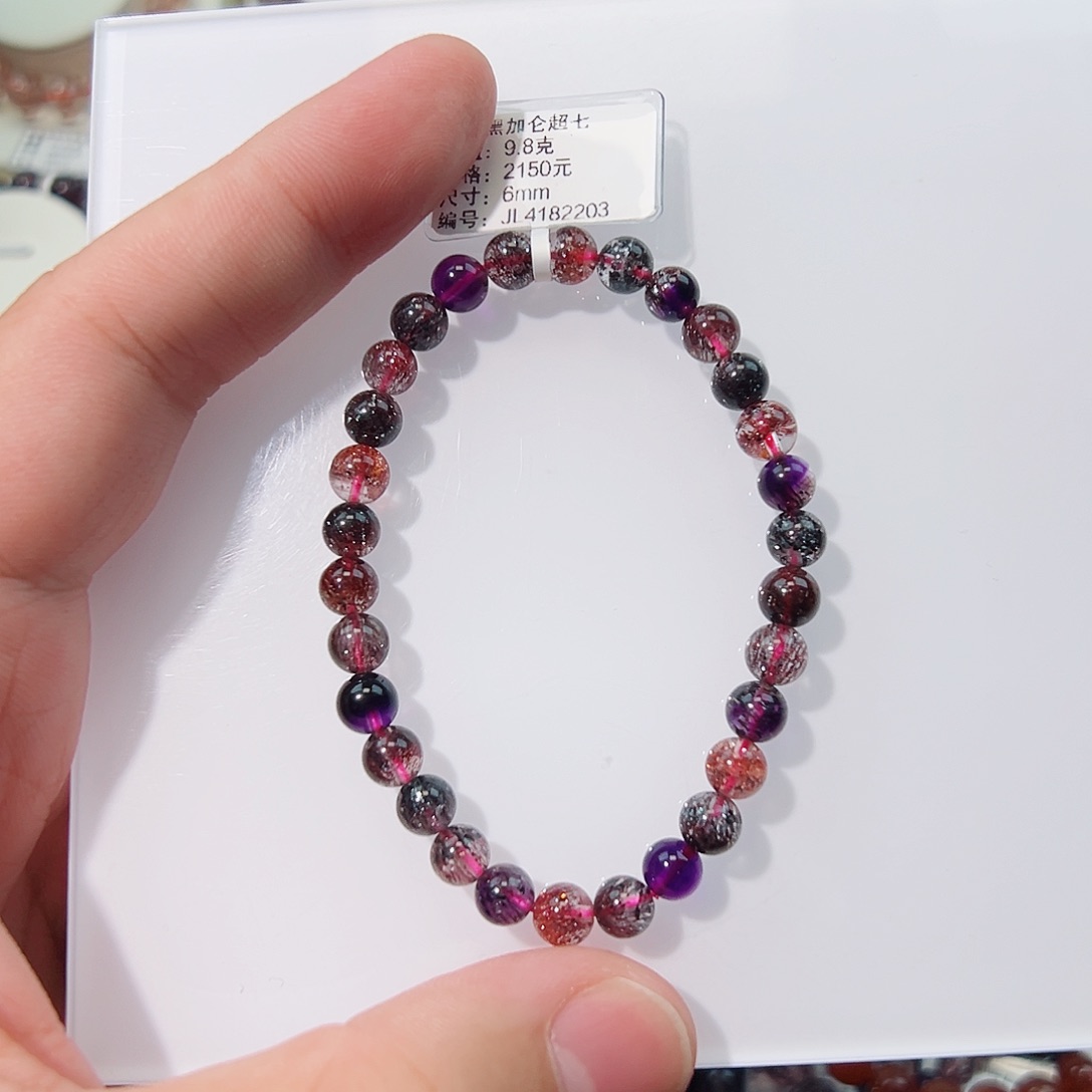 水晶手链未镶嵌温*6mm黑加仑