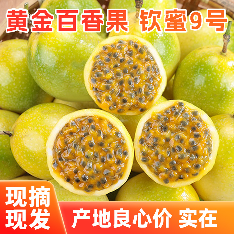 现摘新鲜广西钦蜜9号黄金百香果正宗钦蜜九号黄金果香甜多汁