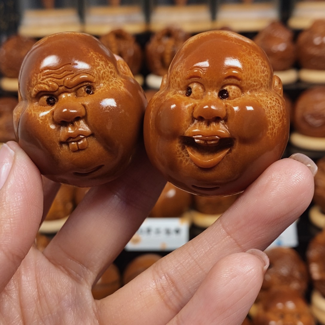 橄榄核吊坠呆呆一对00066