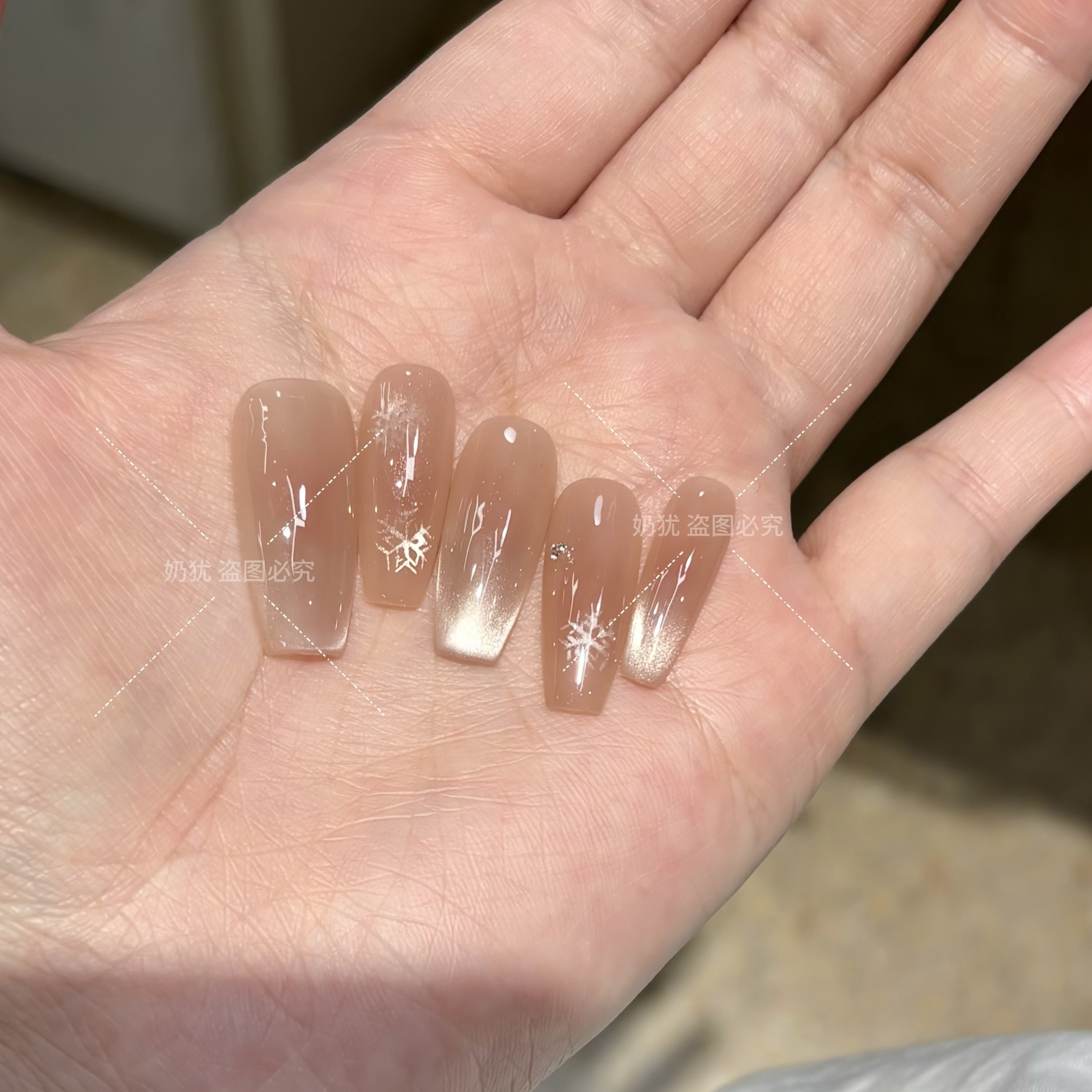 【桃晕雪芙】奶犹高品质纯手工穿戴甲 穿戴美甲成品