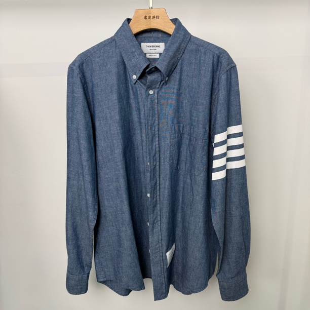 99新 THOMBROWNE SS20 老钱风经典四条纹布雷单排扣长袖衬衫3码