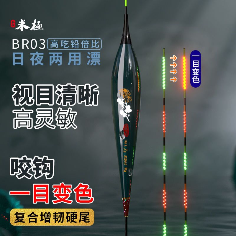 BR03咬钩一目变色夜光漂浮漂高灵敏浮漂日夜两用鱼漂鲫鲤鱼漂