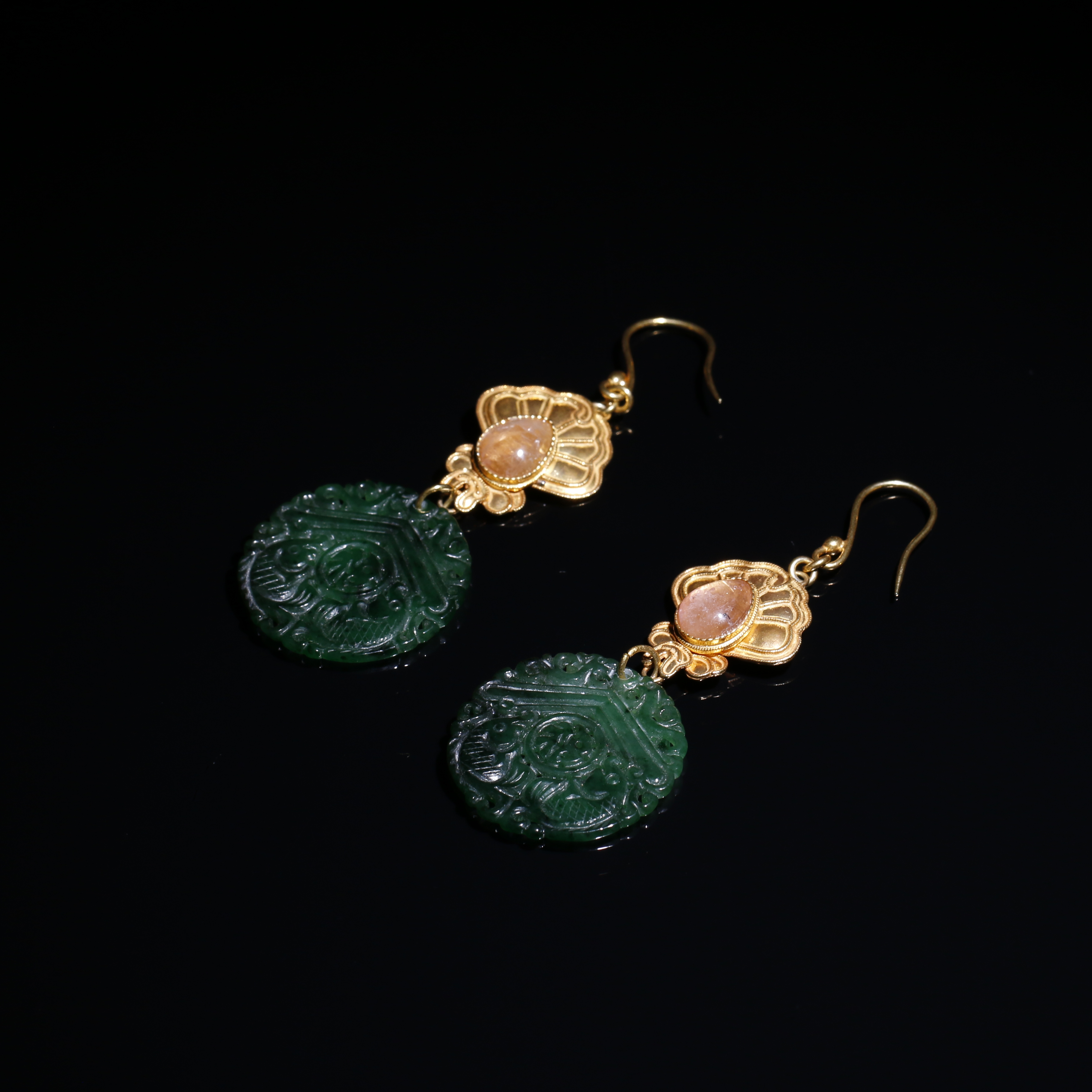 翡翠耳坠/宫廷密宝禄/北京益州文物商店