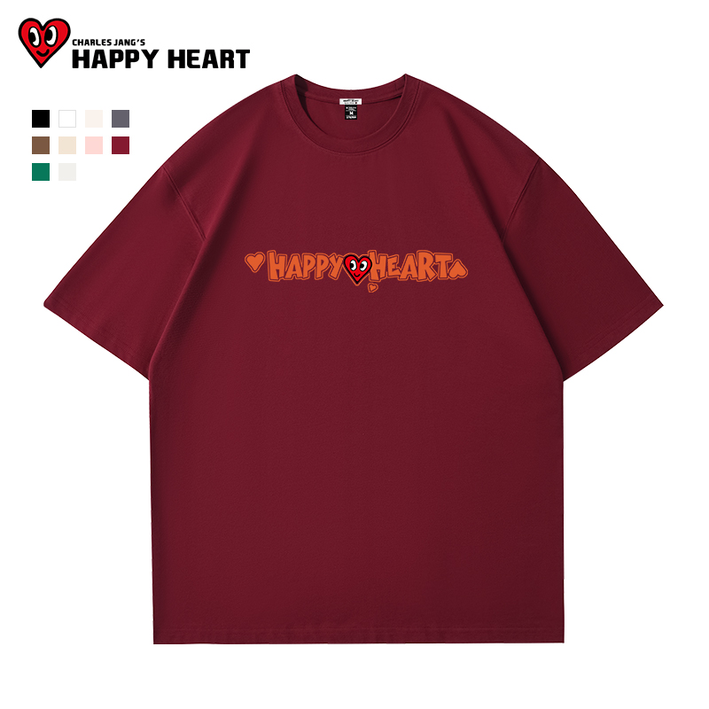 查尔斯桃心红色短袖t恤女夏2025新款蛇年本命年宽松纯棉情侣半袖