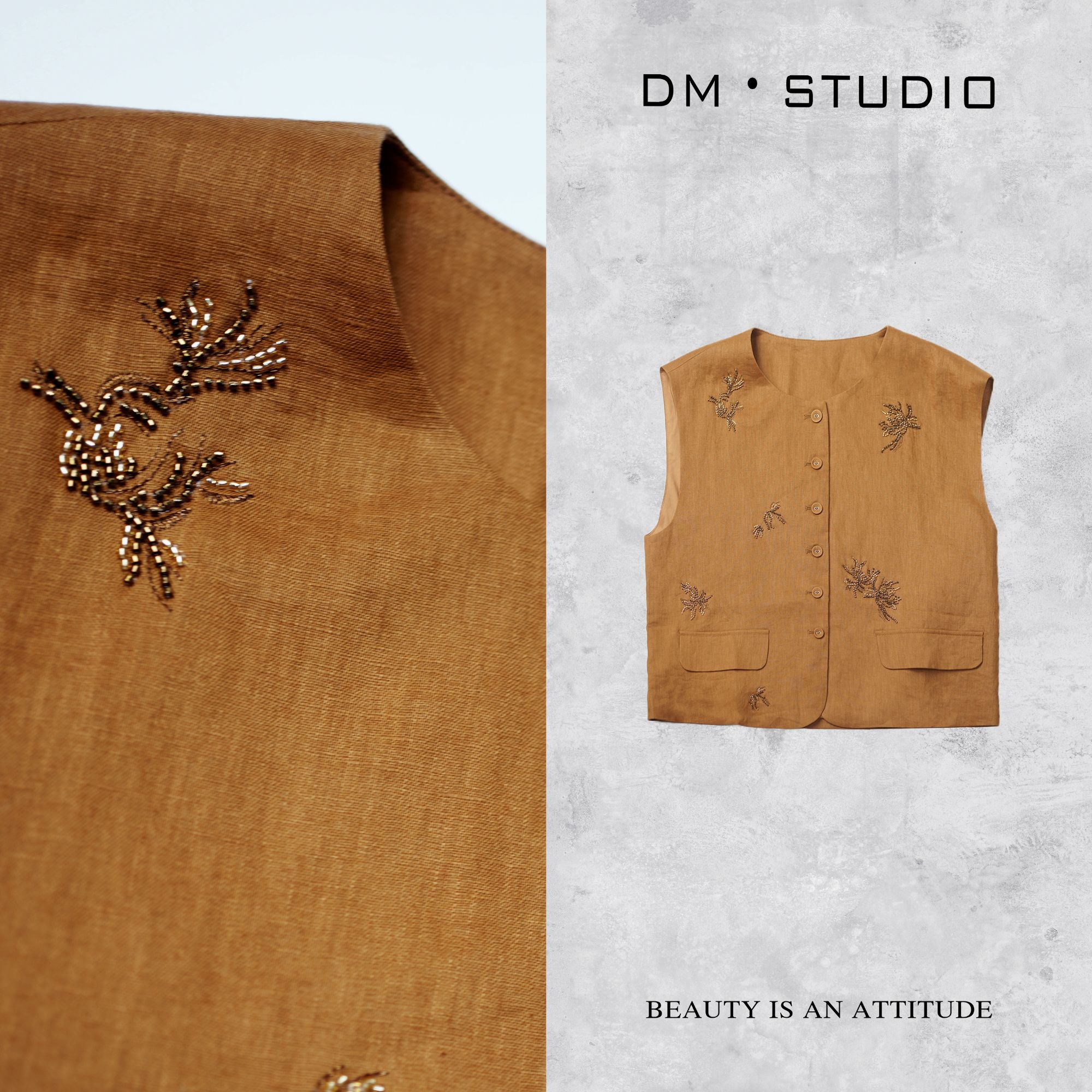 DEDM•STUDIO/小众气质高级感精致串珠排扣马甲2504MJ/2A3W5755