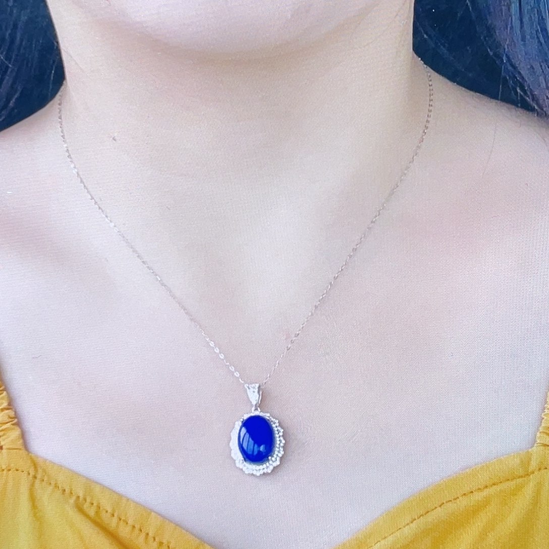 青金石吊坠银S925镶嵌