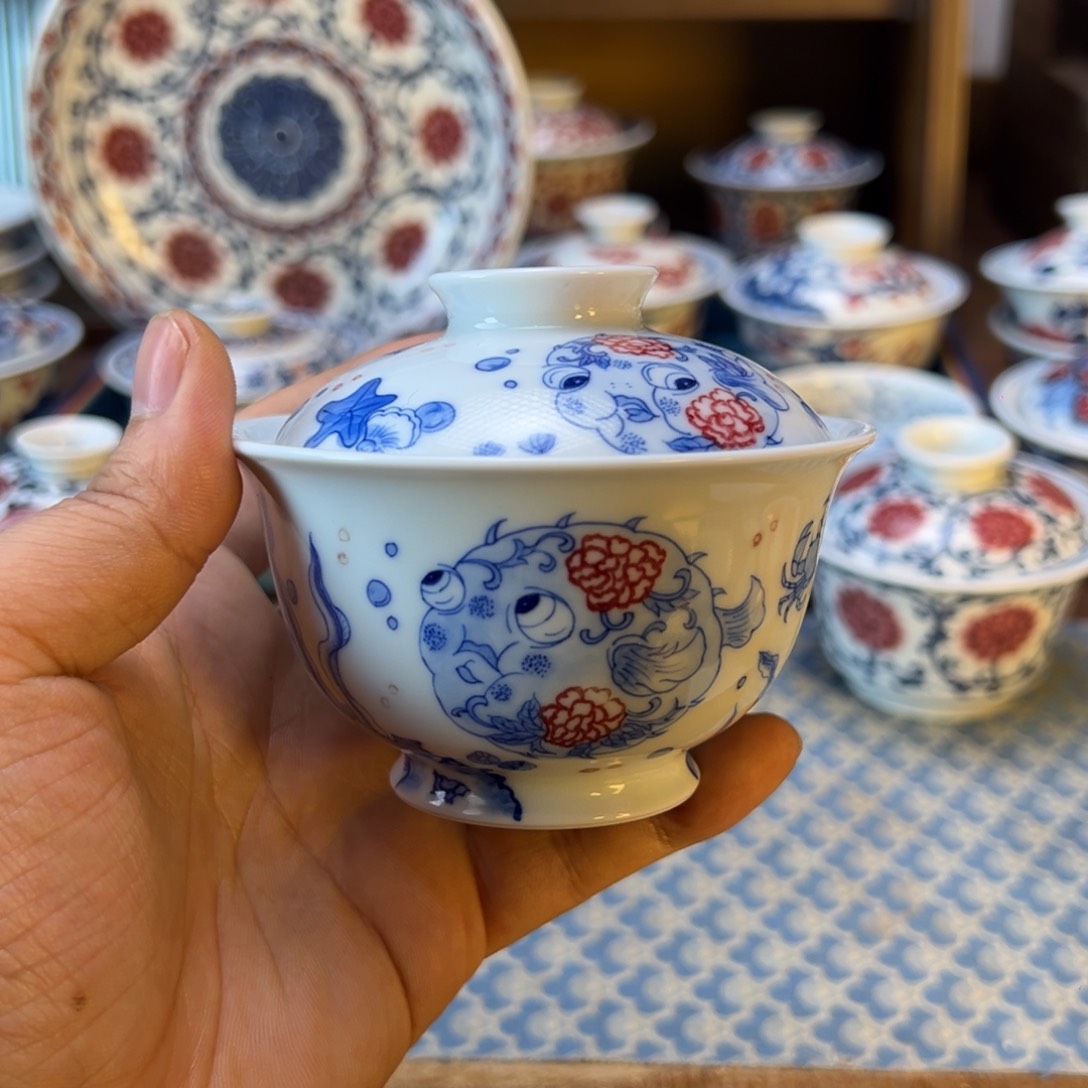 盖碗微瑕景德镇茶器百宝箱