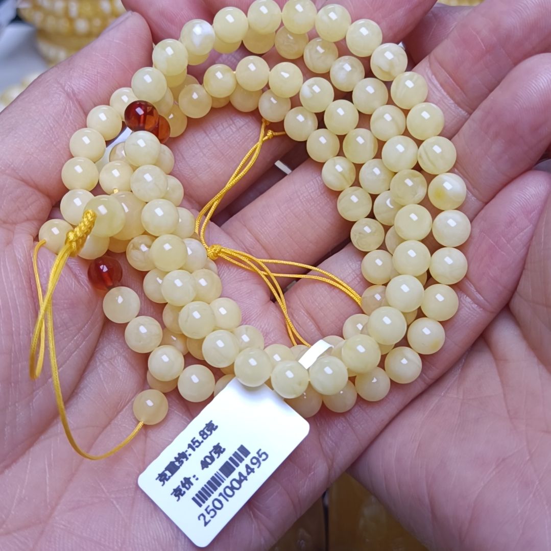 蜜蜡手串未镶嵌阿**见俄料蜜蜡浓蜡108