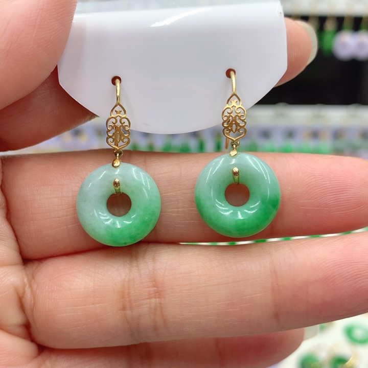 翡翠18K金镶嵌耳饰