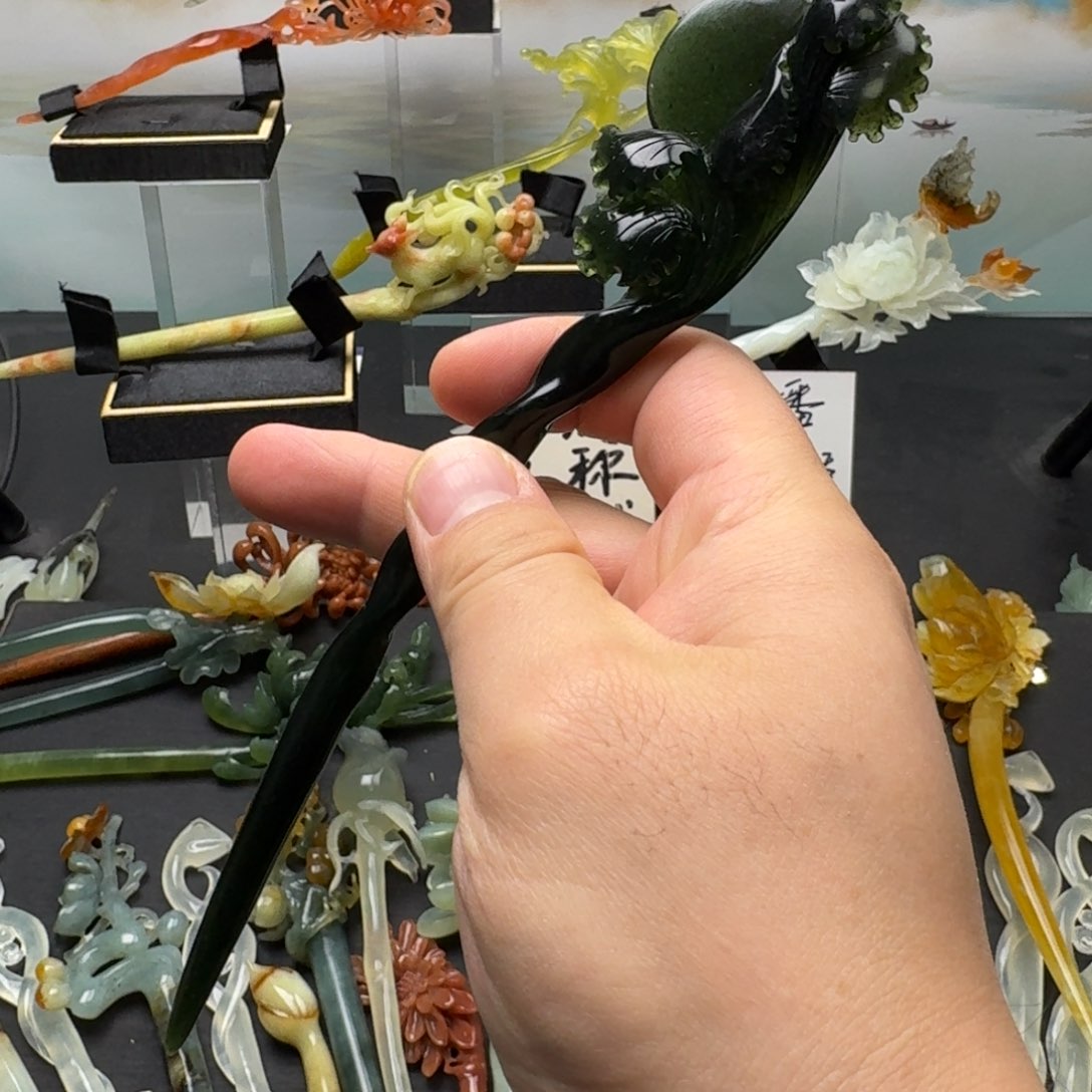 岫玉发饰未镶嵌明君玉簪就是好看