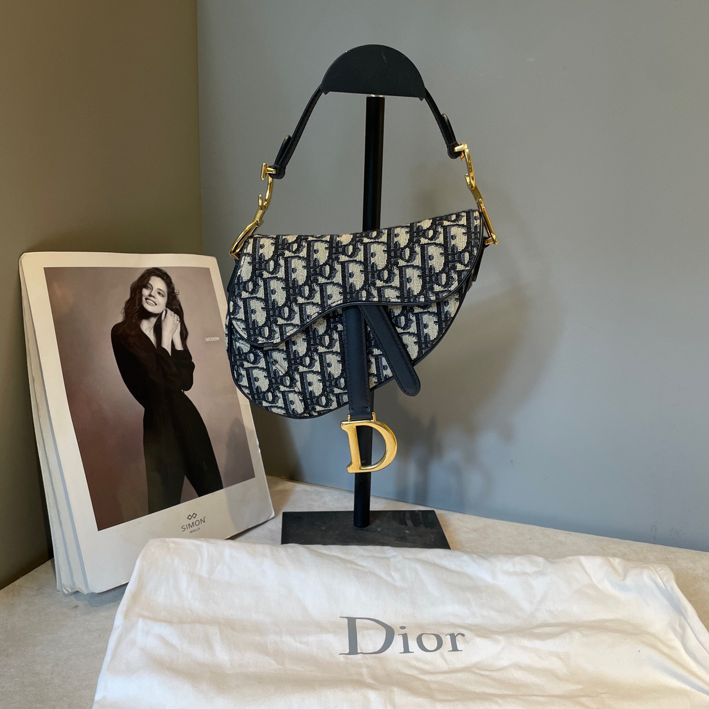 99新 DIOR/迪奥 老花马鞍包小号 18*13