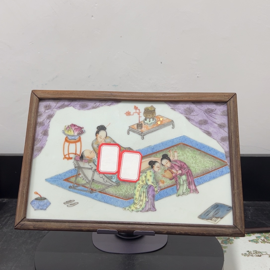 l***y陶粉彩春天题材人物瓷板全品