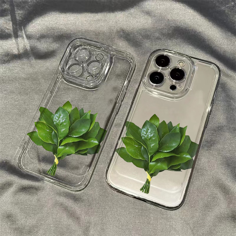 去晦气柚子叶太空壳适用苹果16promax手机壳VIVOOPPO华为小米15