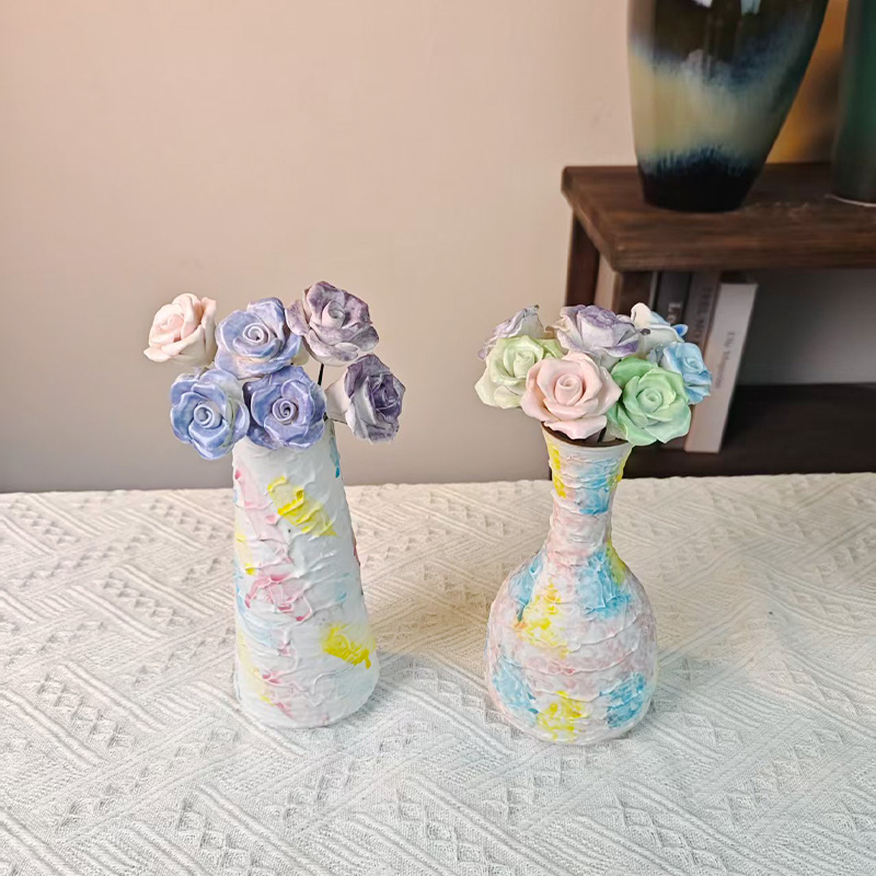 景德镇手工永生花陶瓷玫瑰花工位客厅玄关创意装饰情人节闺蜜礼物