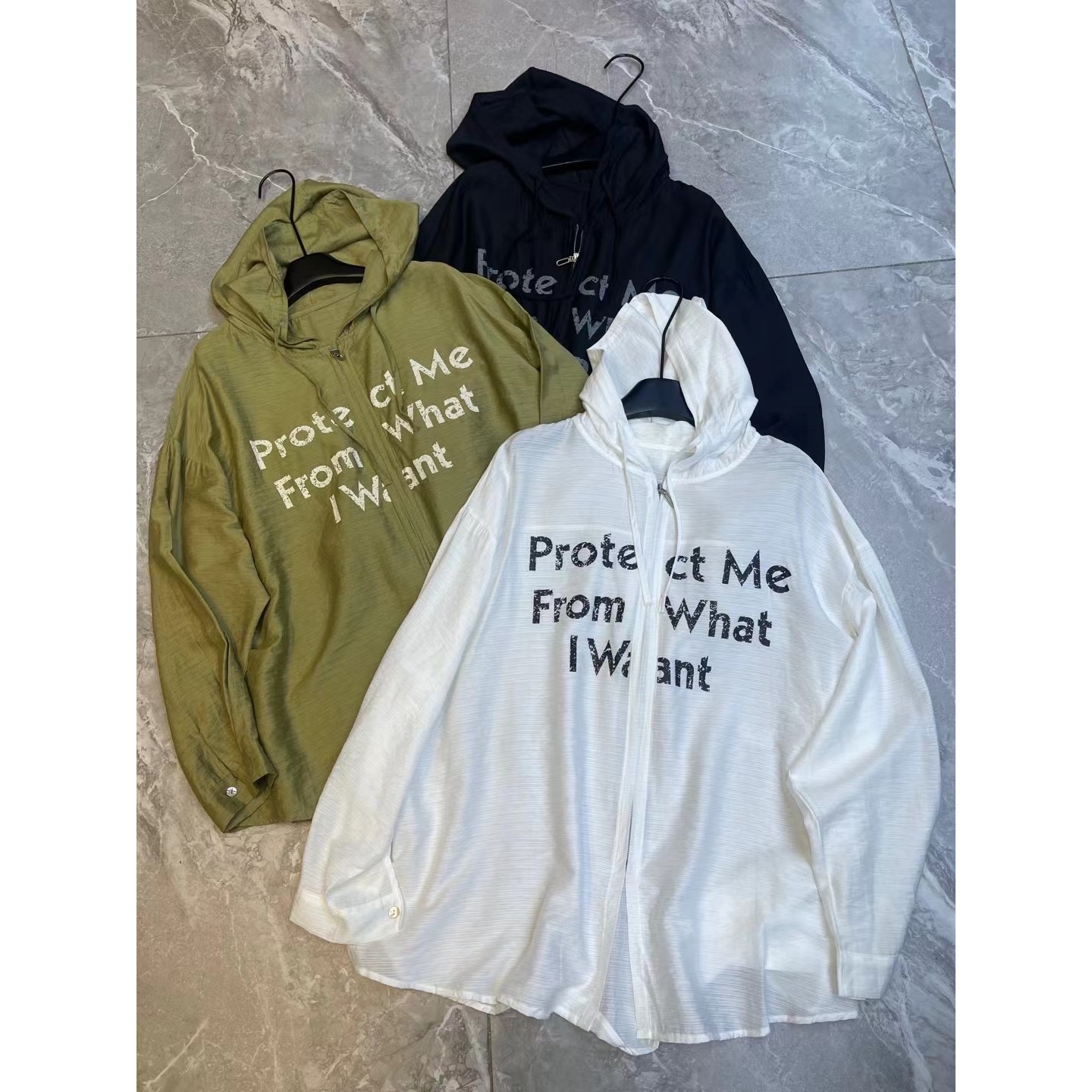 宽松字母连帽防晒衫ZBS32829衣长70