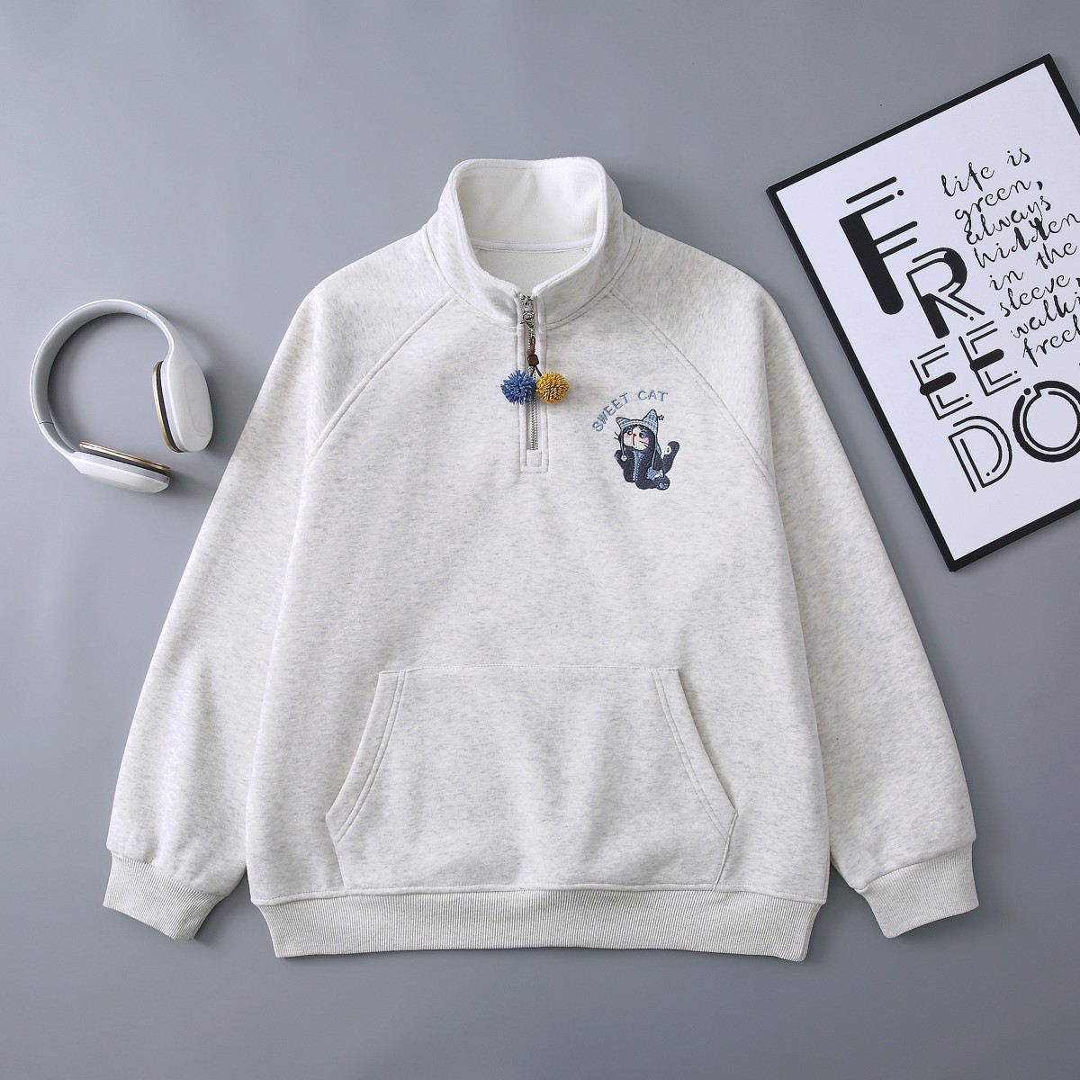 【半立领卫衣】女大童加绒加厚卫衣2025新款女孩初中生上衣25AT477