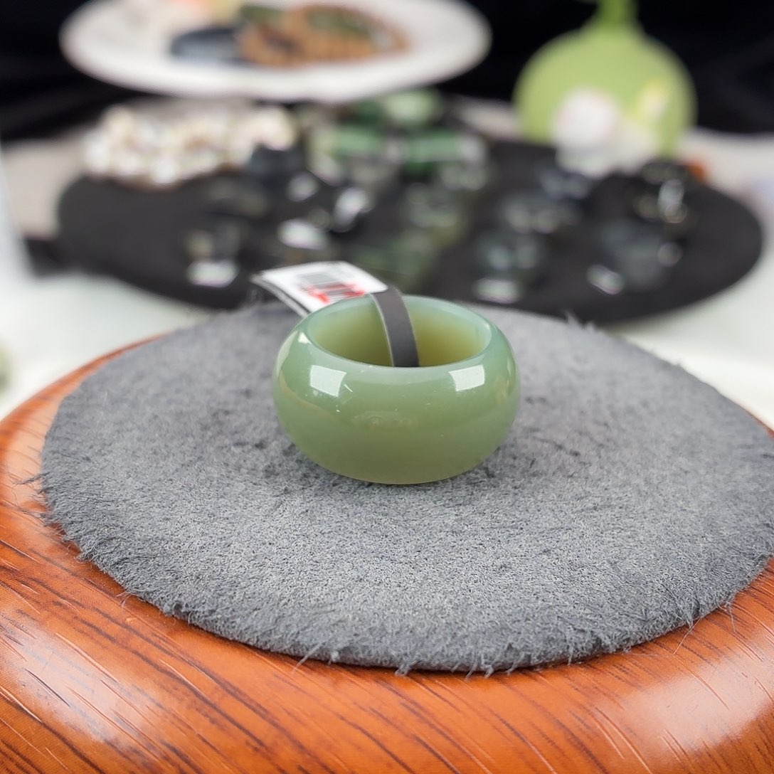 和田玉未镶嵌戒指b141蓝墩17.3