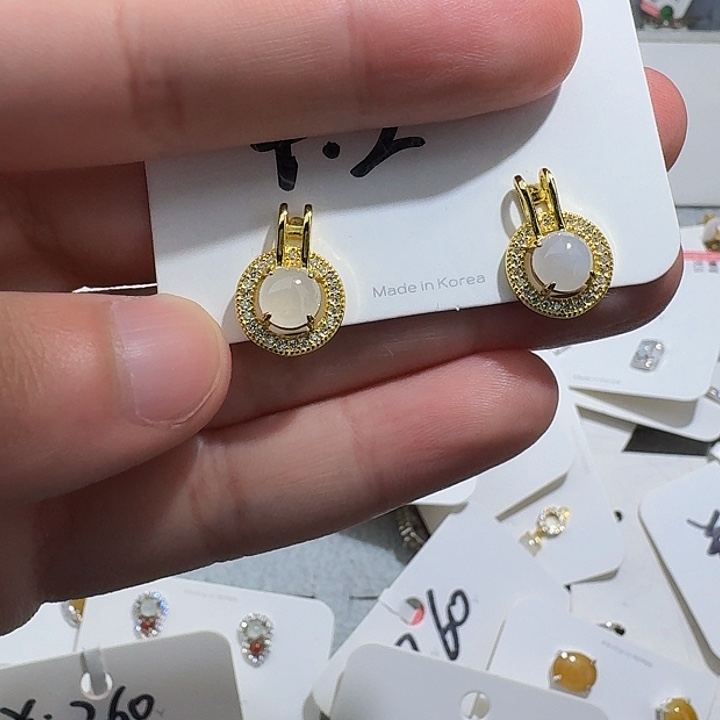 翡翠耳饰银S925镶嵌hvxfg