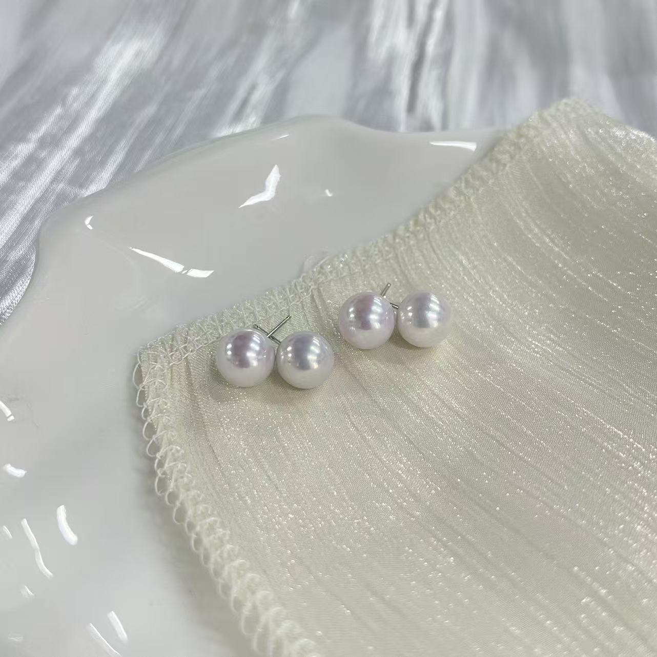 【北野珠宝】纯天然淡水珍珠耳钉B07H-829多样性发一10mm+