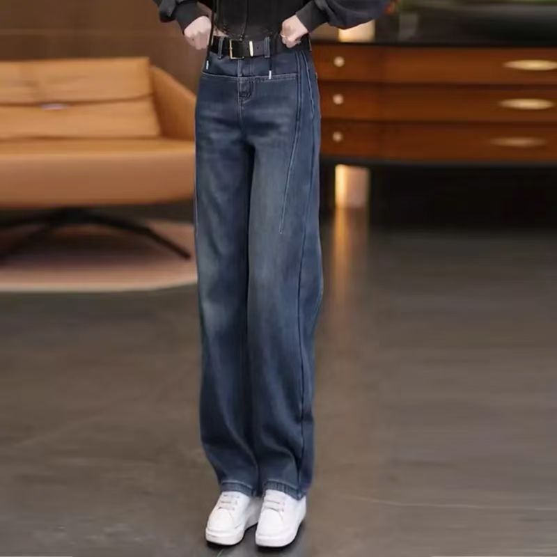 怀旧复古牛仔裤女春秋四季2025新款高腰弯刀裤香蕉裤阔腿宽松裤子