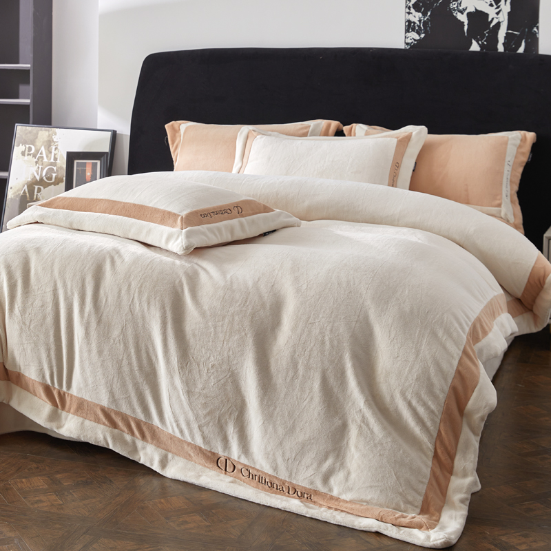 大莉莉【天空之境】轻奢简约纯色冬季加厚保暖家用牛奶绒四件-绒王