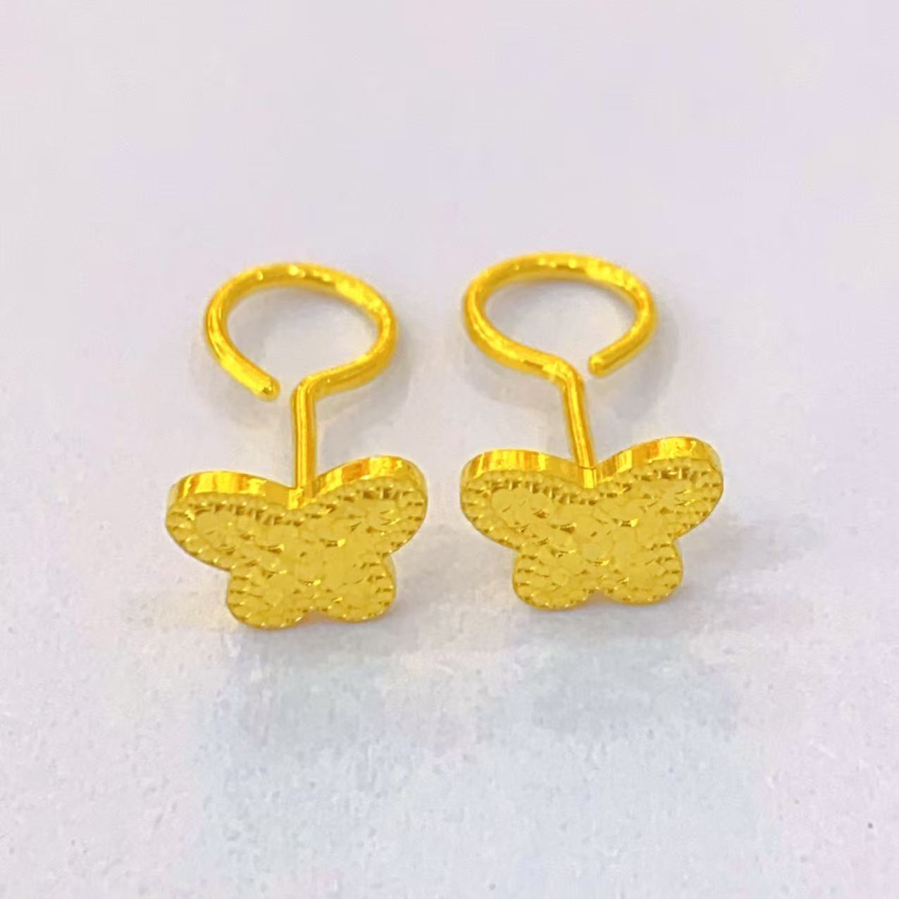 足金999蝴蝶碎碎冰时尚耳饰1.90g