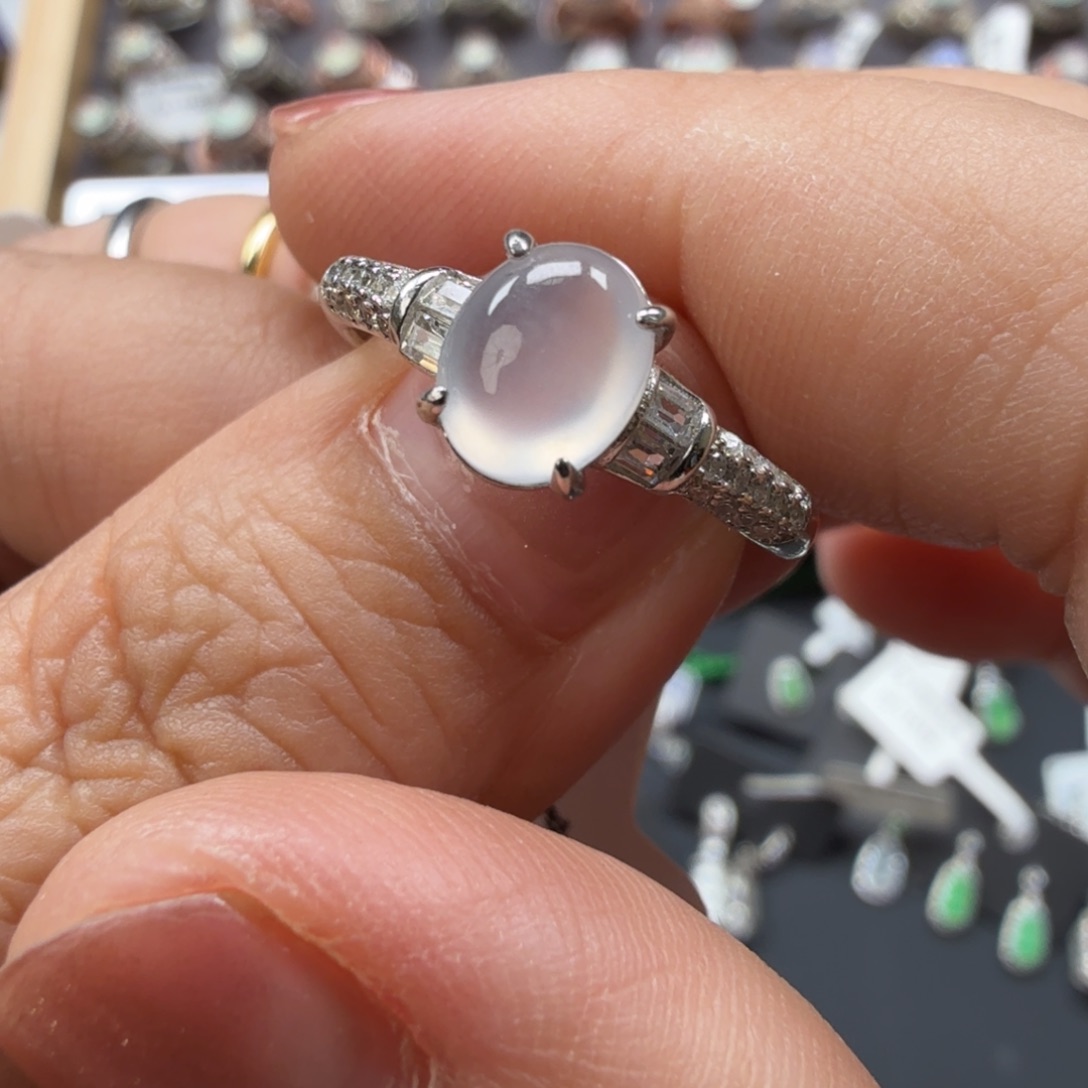 翡翠银S925镶嵌戒指8023