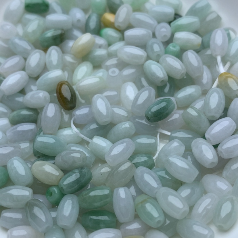 【闪购商品】翡翠手链未镶嵌卡4.6x7.4冰米珠100颗