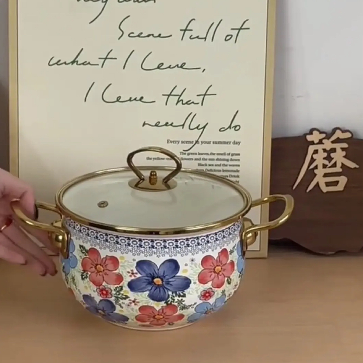 搪瓷珐琅汤锅22cm口径搪瓷系列双耳加厚大炖锅汤锅电磁炉燃气通用