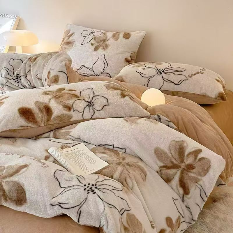 兔毛绒四件套-百花齐放