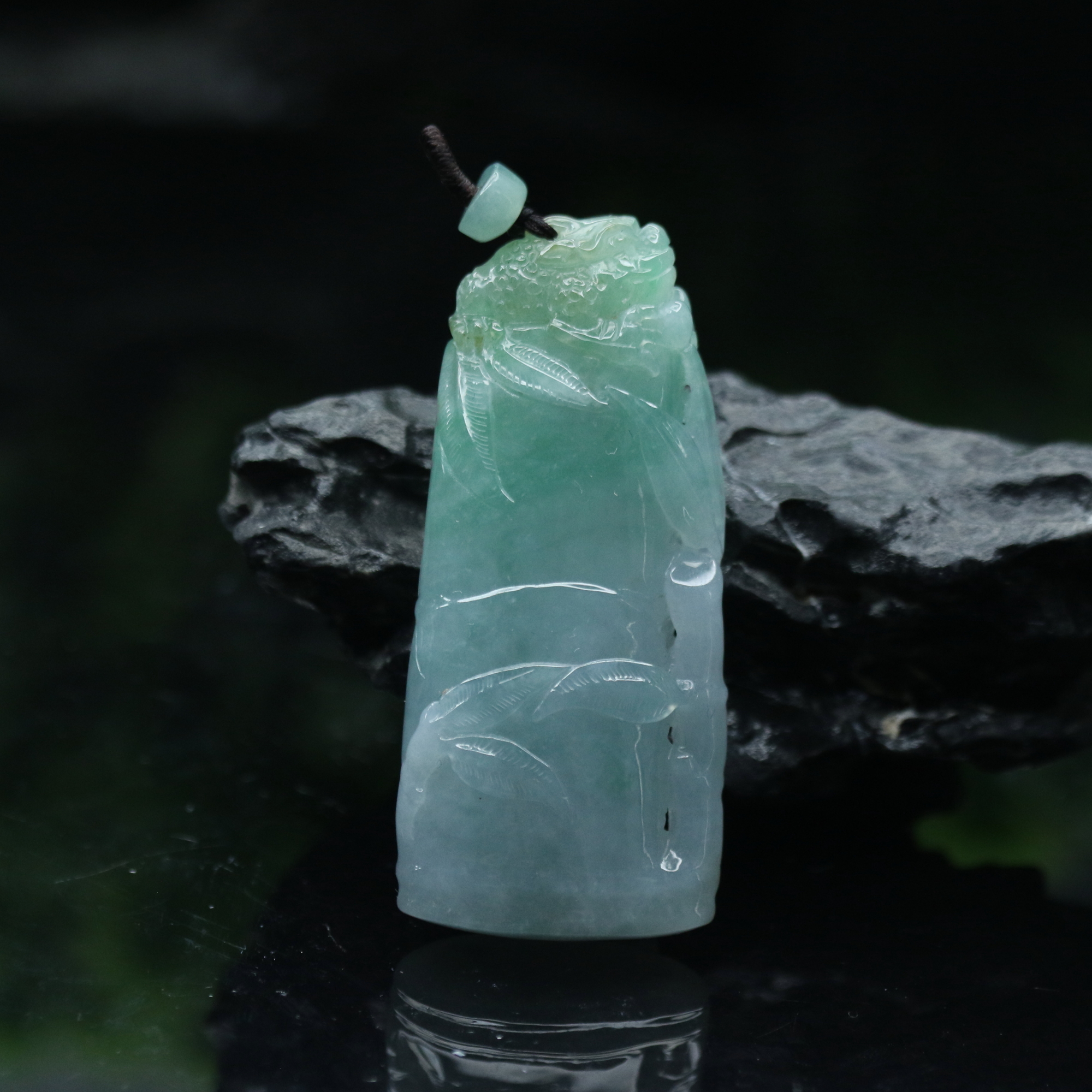 7天然缅甸翡翠A货冰竹节挂件/500330/上海嘉禾拍卖