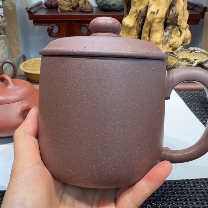 紫砂茶壶底槽清盖杯500cc