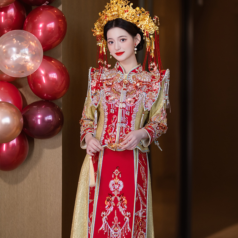 新中式重工秀禾服重工2025新款春季结婚敬酒服新娘婚服龙凤褂出阁