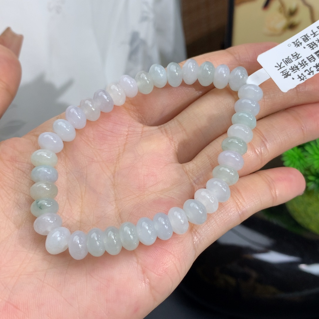 翡翠手链未镶嵌卡7.6鼓珠马卡龙手串