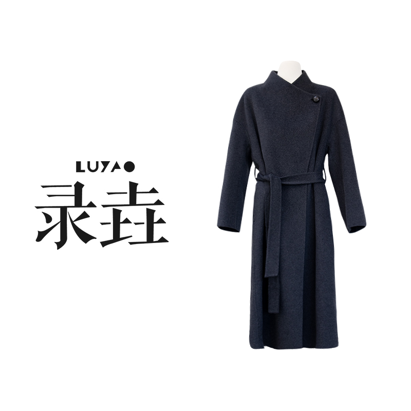 【LUYAO.录垚原创】巴黎夜色'高定立领斜扣带毛呢大衣