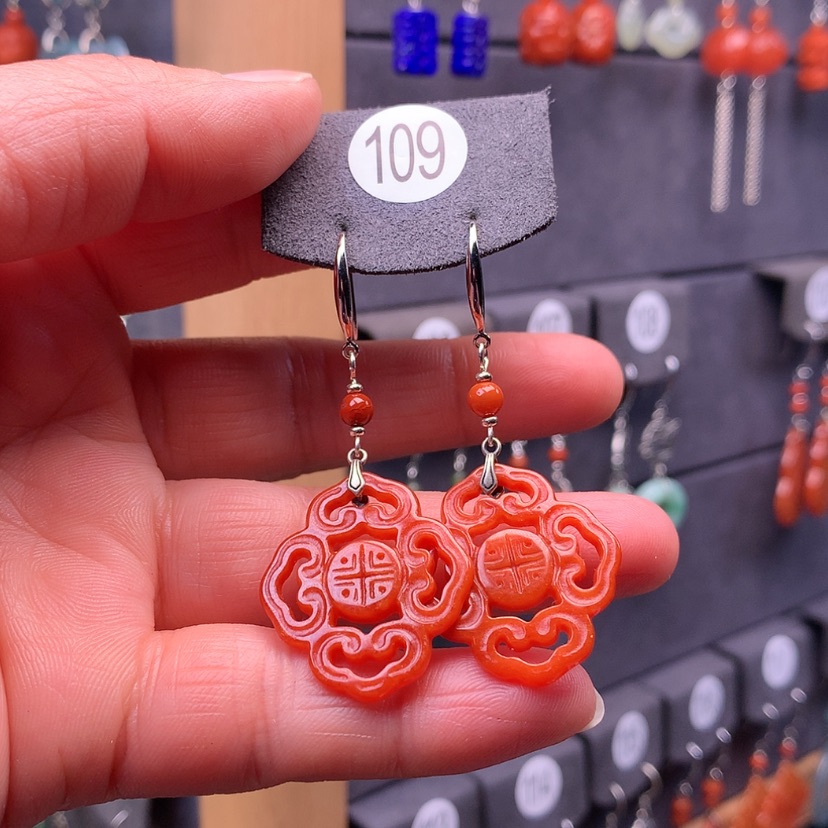 【闪购商品】翡翠耳饰银S925镶嵌嗨***妮满意