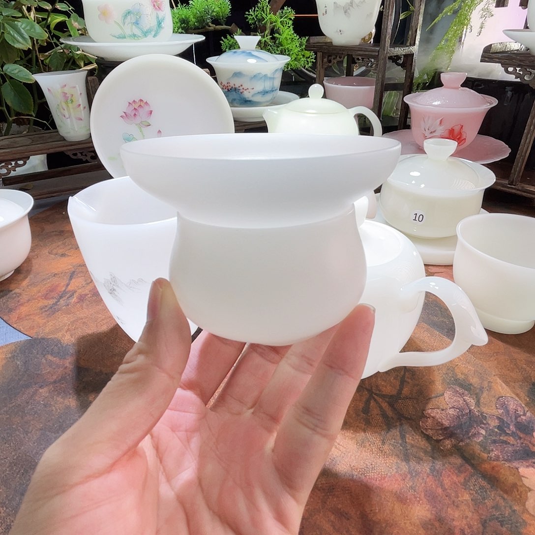 冰晶璞玉素烧茶漏