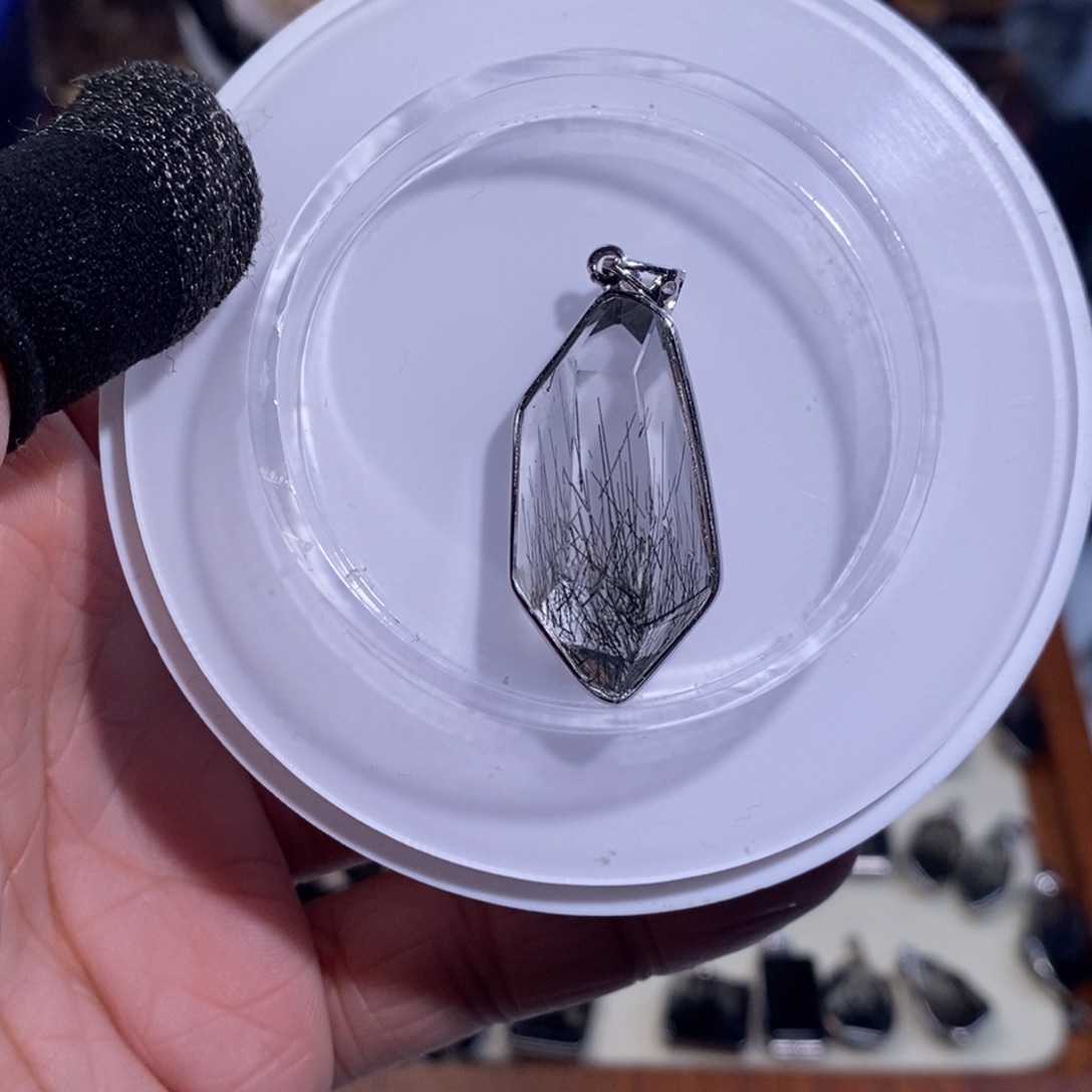 水晶未镶嵌手链黑发晶双尖35×16×13全透体顺发