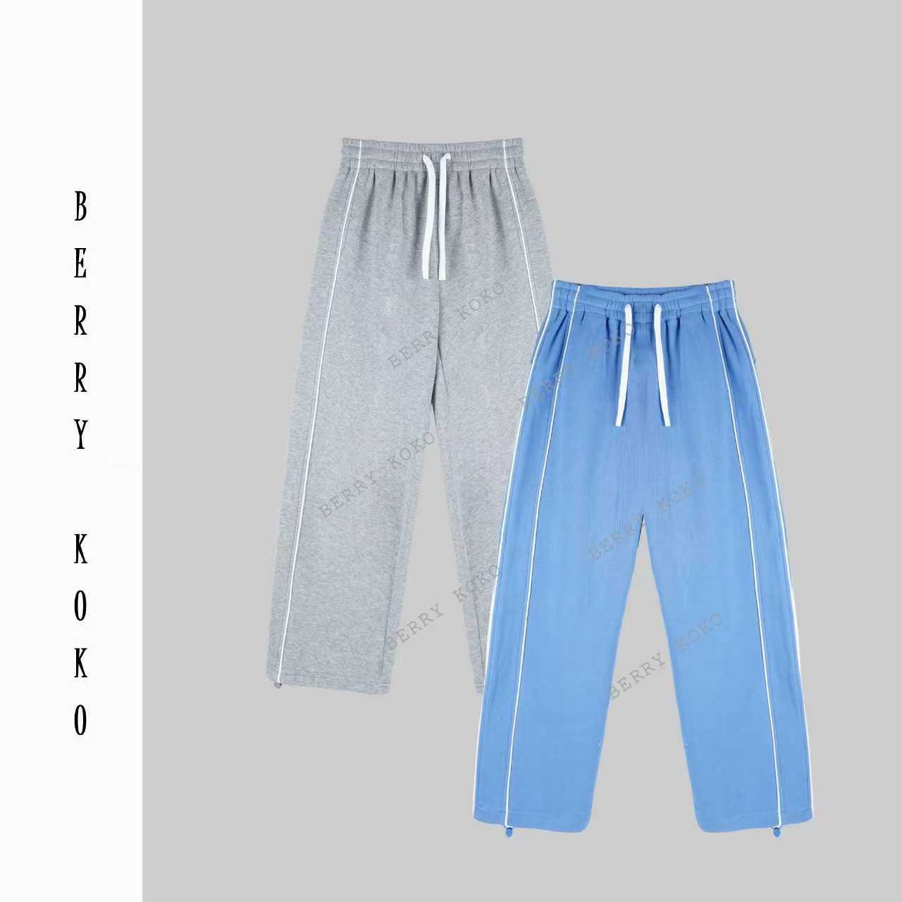 【MISSKO】秋冬复古“双杠”内里“加绒”直筒显瘦卫裤 K198