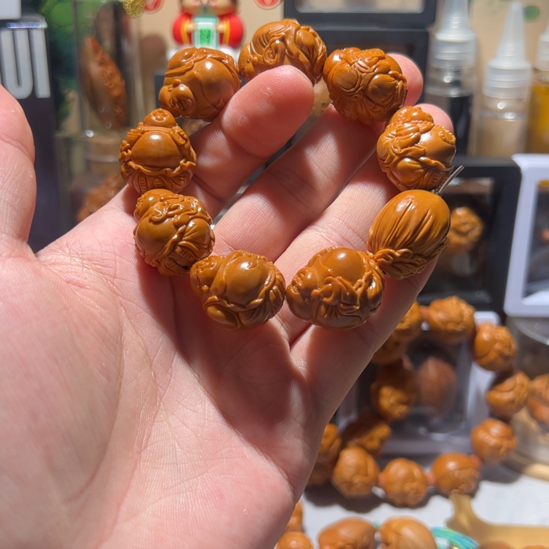 沭***馆橄榄核手串/手链手工八宝弥勒