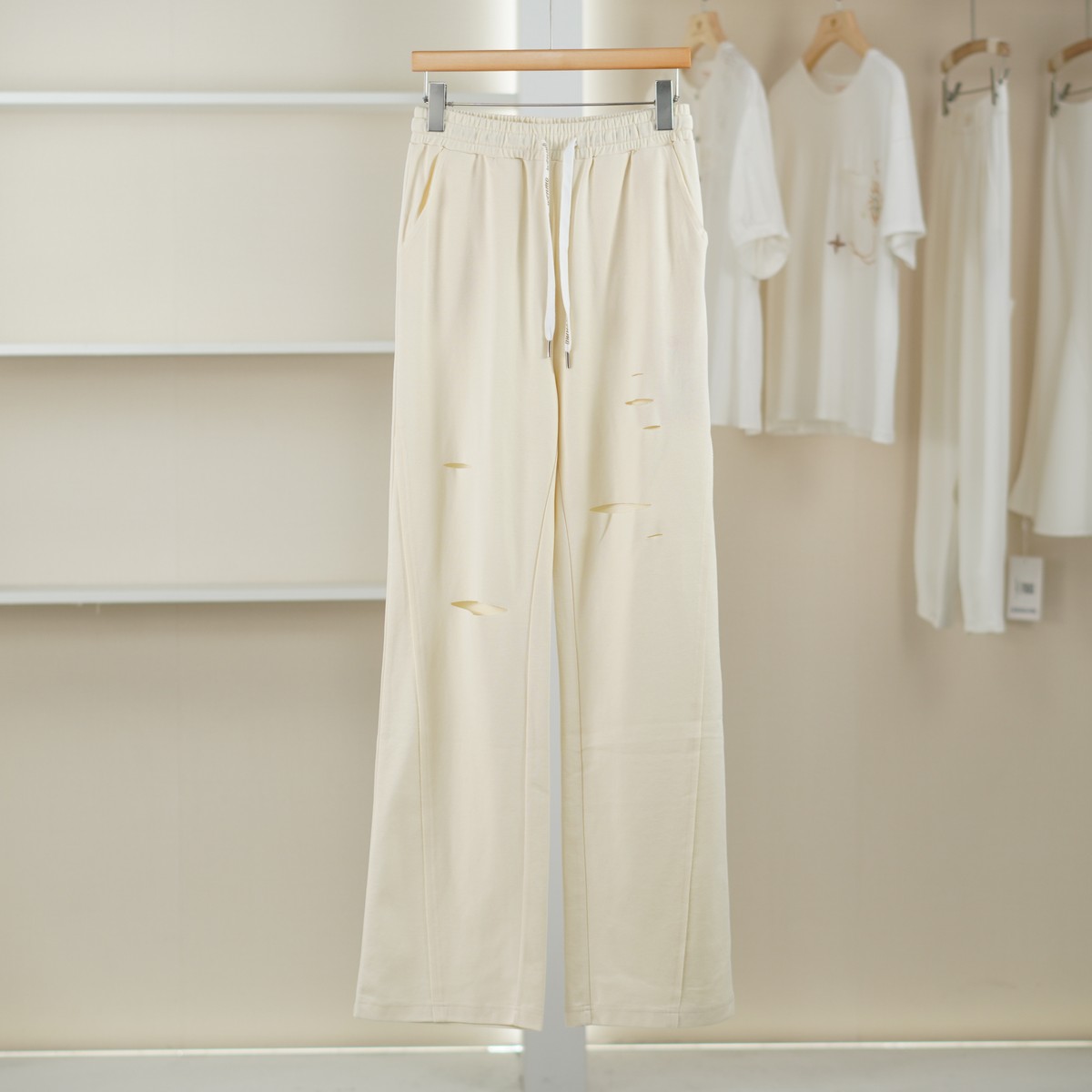 麦迪尚品【文M】51216302 松紧腰破洞休闲裤夏季女装专柜撤柜