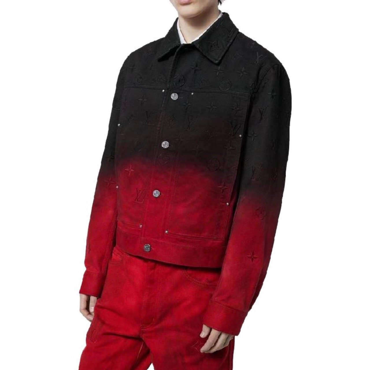 99新 LouisVuitton/路易威登 46码/黑红渐变老花牛仔外套/06188