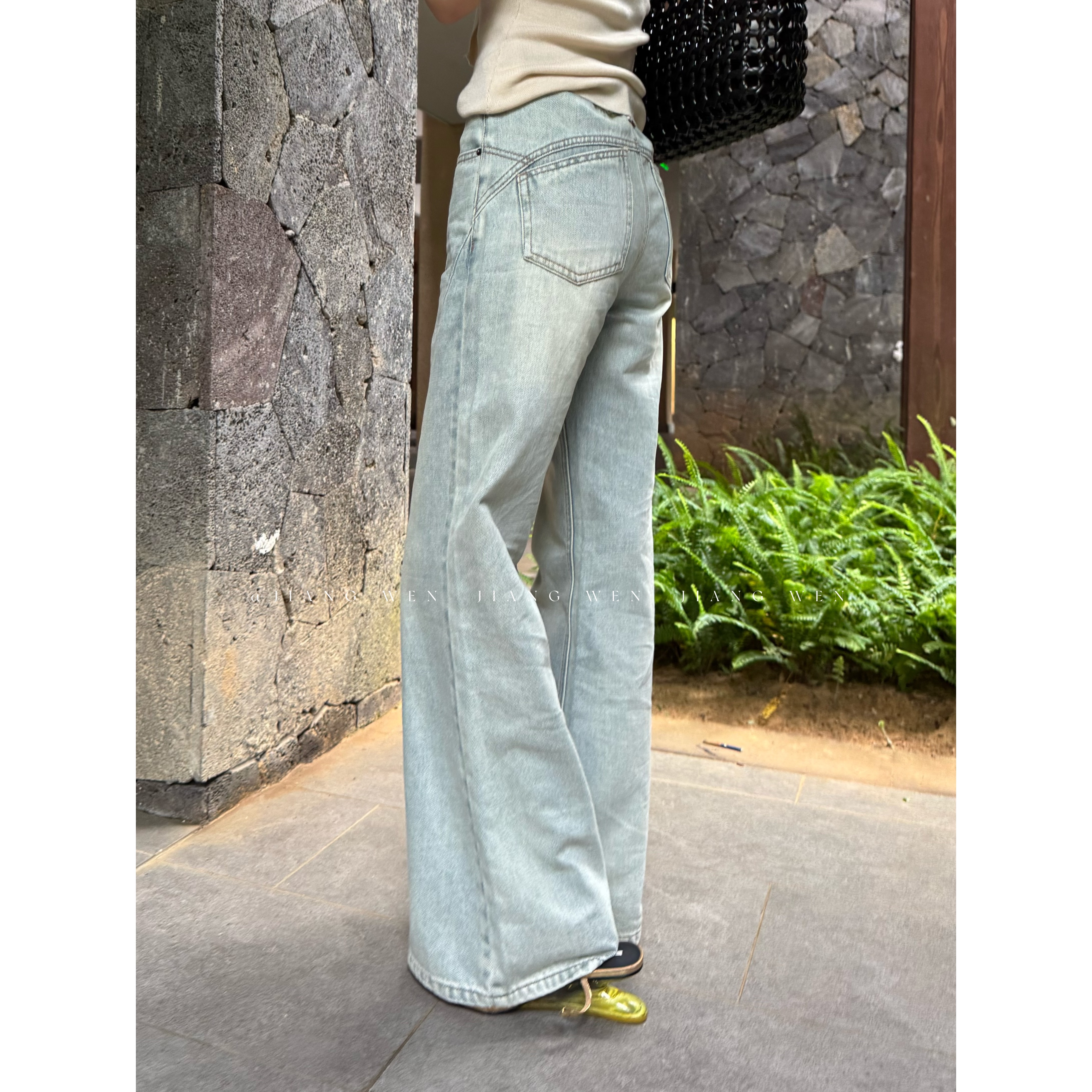 UKILAU【加州牛仔】做旧水洗直筒轻结构牛仔裤