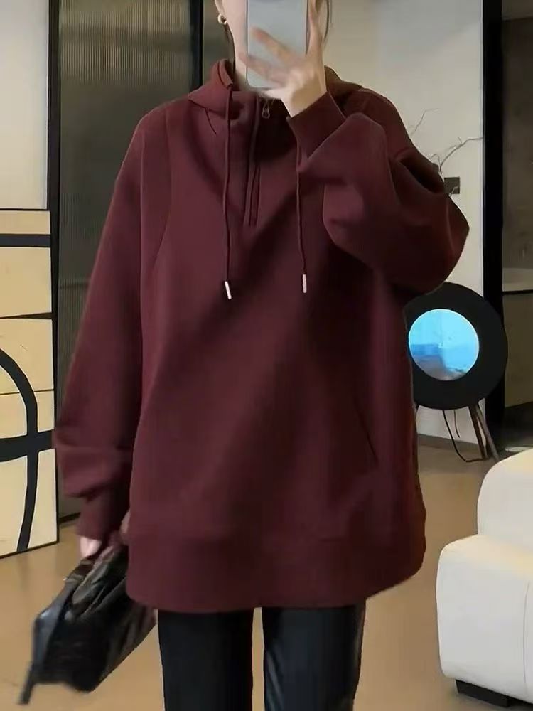 【0014】慵懒风带帽女加厚款卫衣时尚连帽