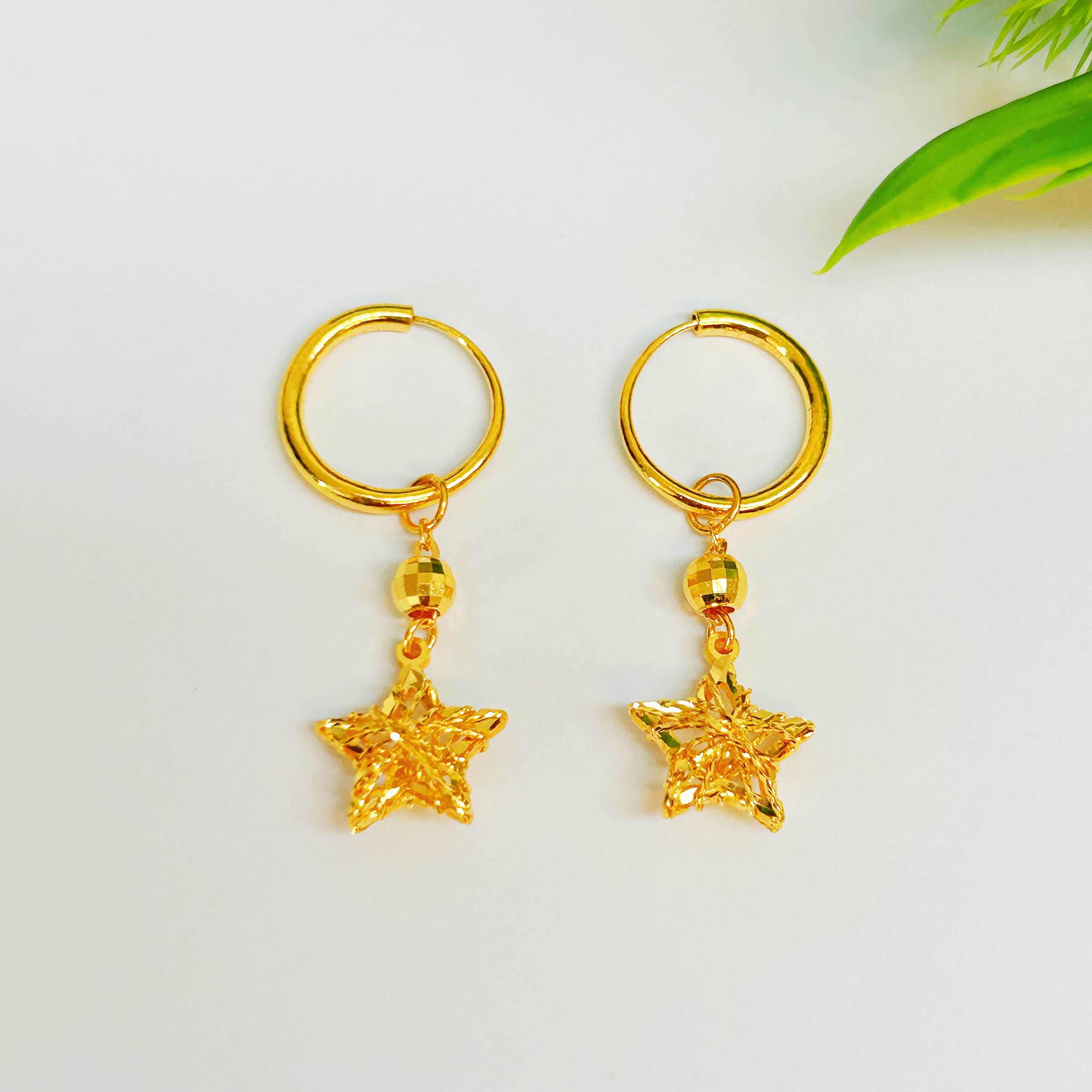 【富远黄金】足金精工星星耳环吊FYHR01020597