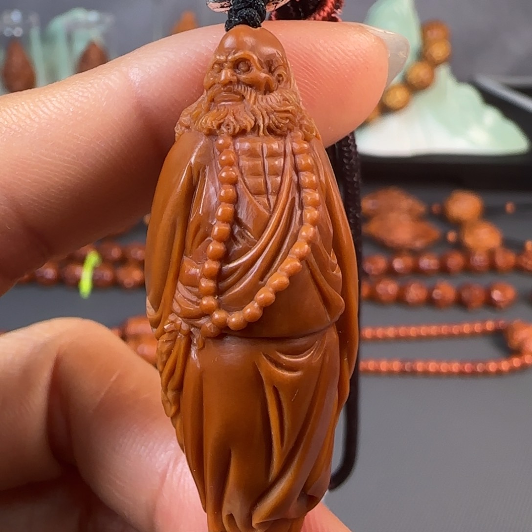 橄榄核吊坠水晶核达摩