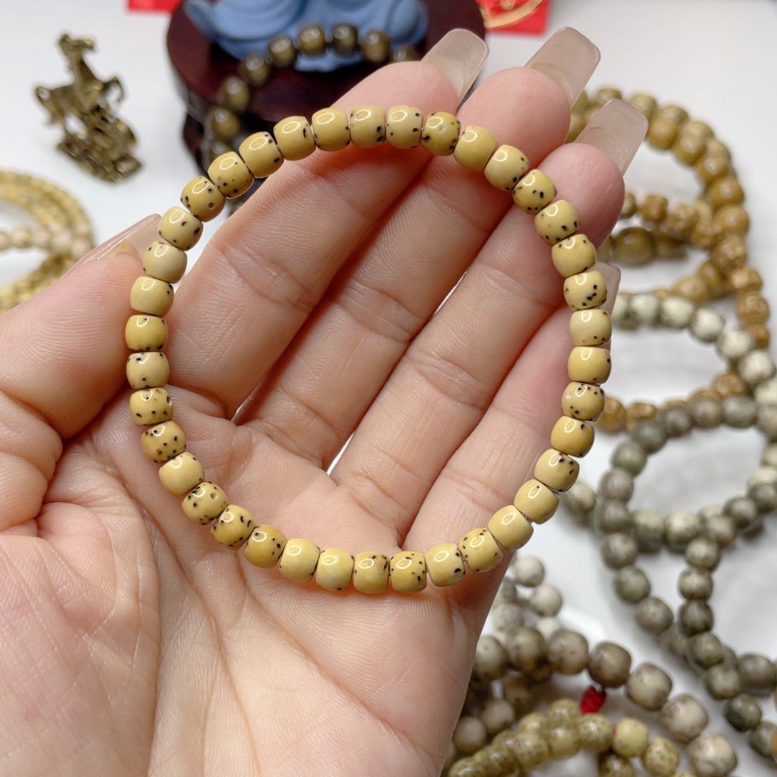 星月菩提吊坠石玉料古瓷白数星星直切鼓珠卡6