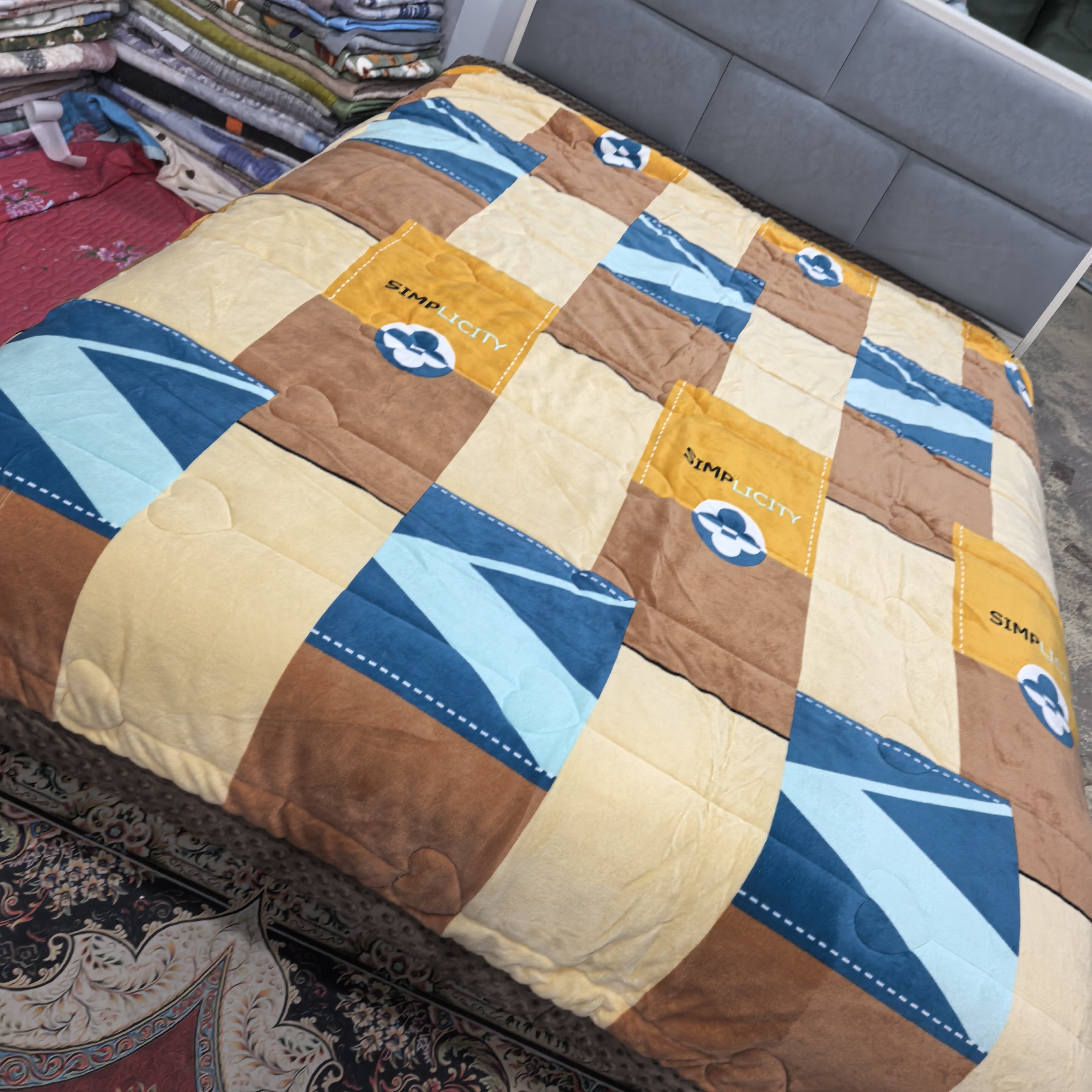 牛奶绒豆豆被（咖色方格）2米✕2.3米